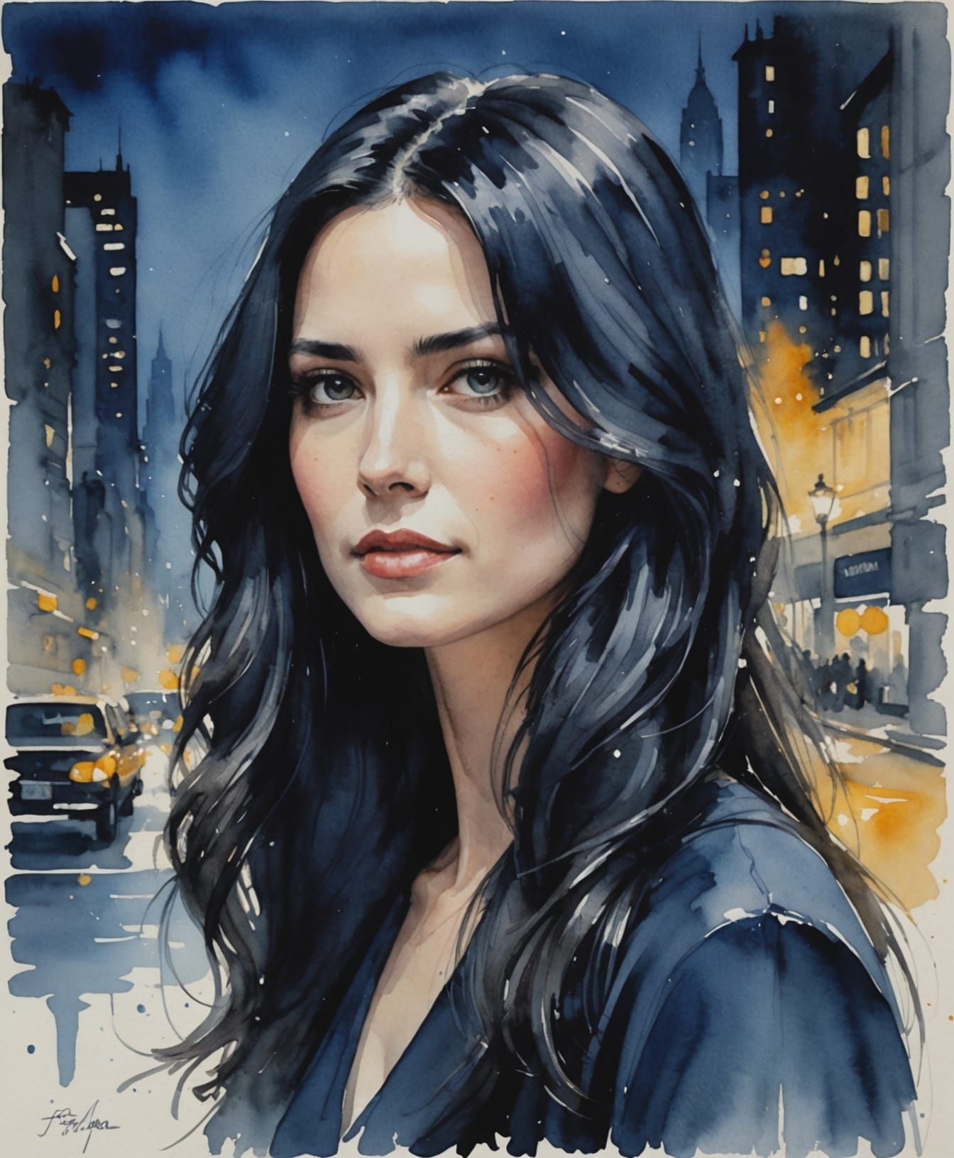 Watercolor portrait of a woman (5)