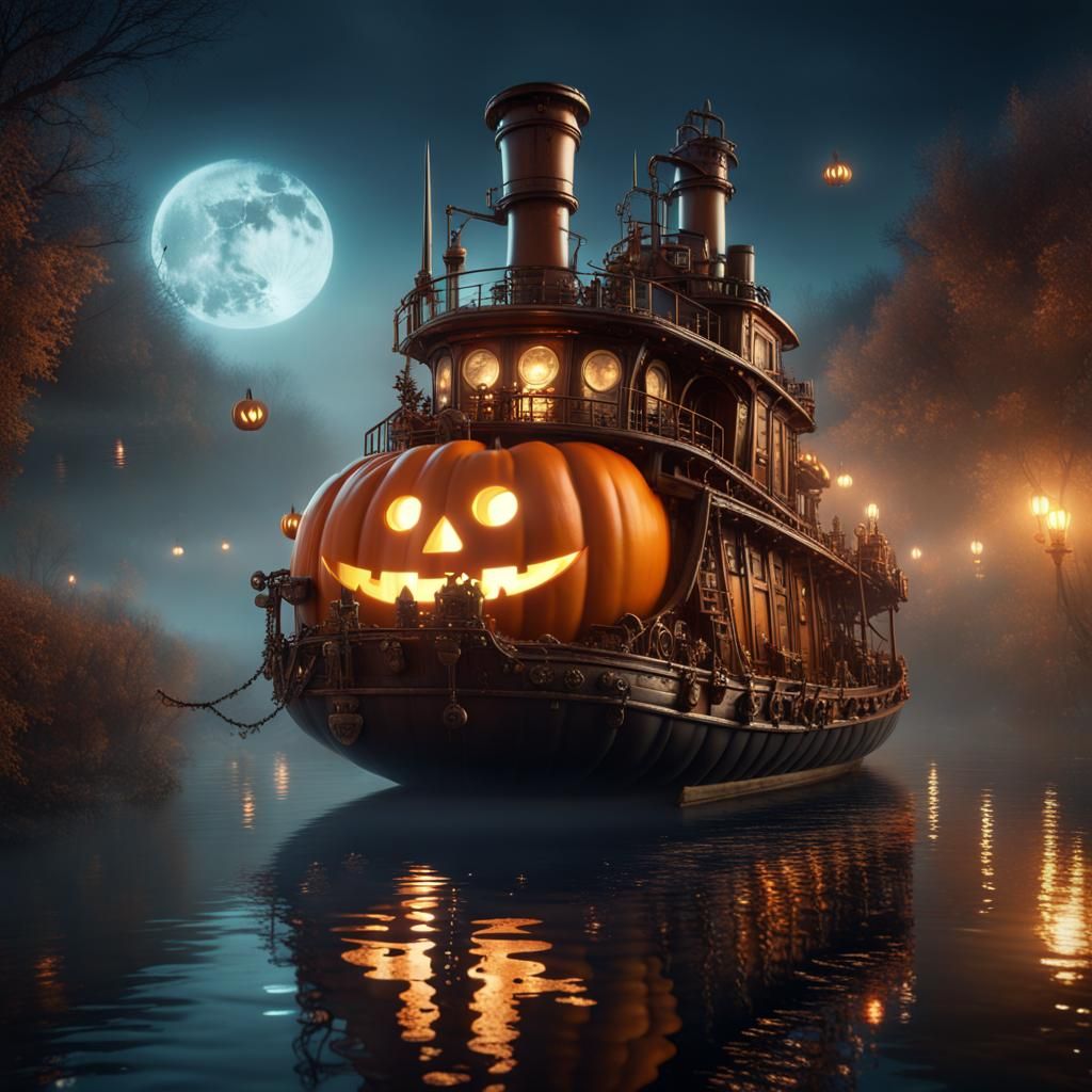 Halloween Steamboat AI Generated Artwork NightCafe Creator