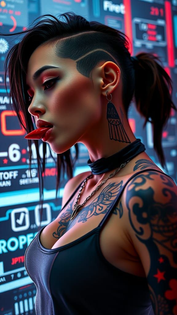 Futuristic High-Fashion Mugshot of Woman's Profile