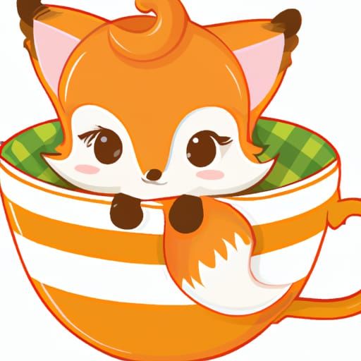 cute little fox in a tea cup