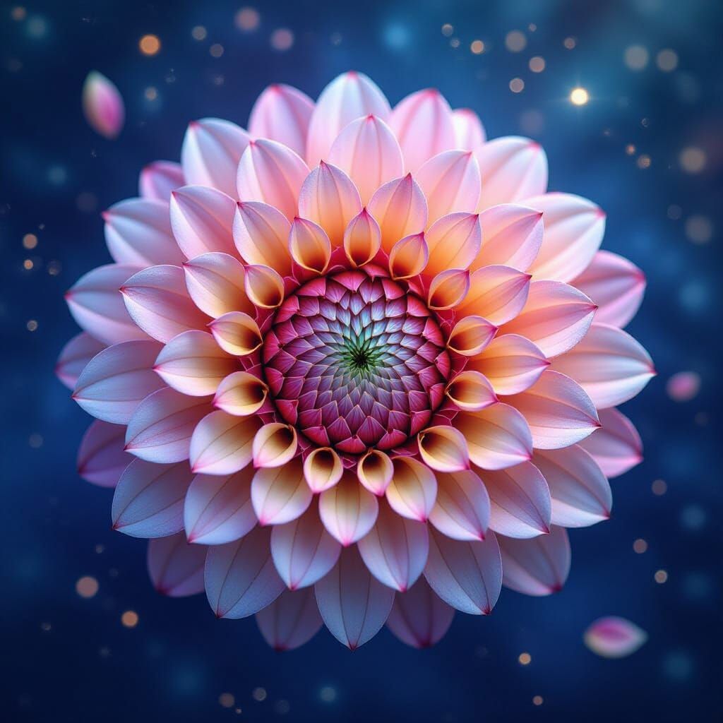 Cosmic Mandala of Colorful Flower Petals