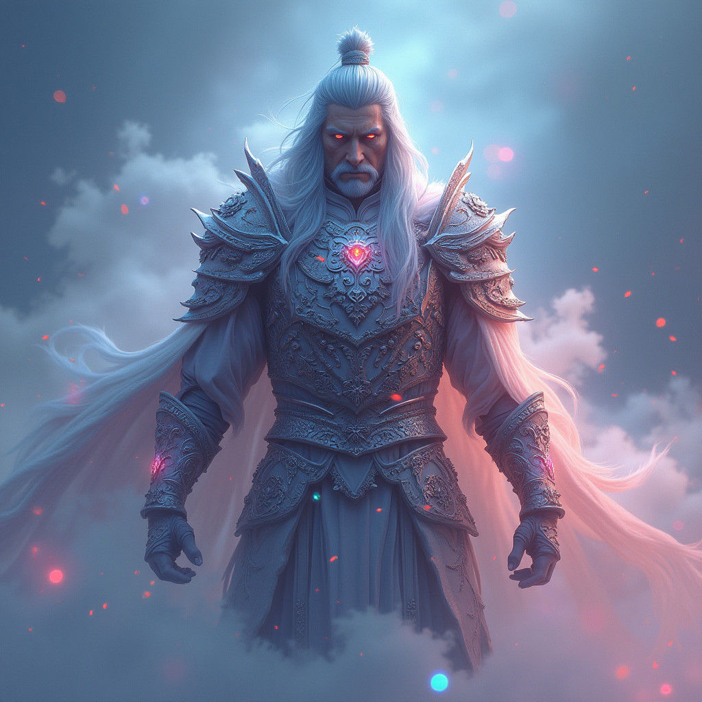 Heroic Warrior Embraces Frosty Air in Fantasy Landscape