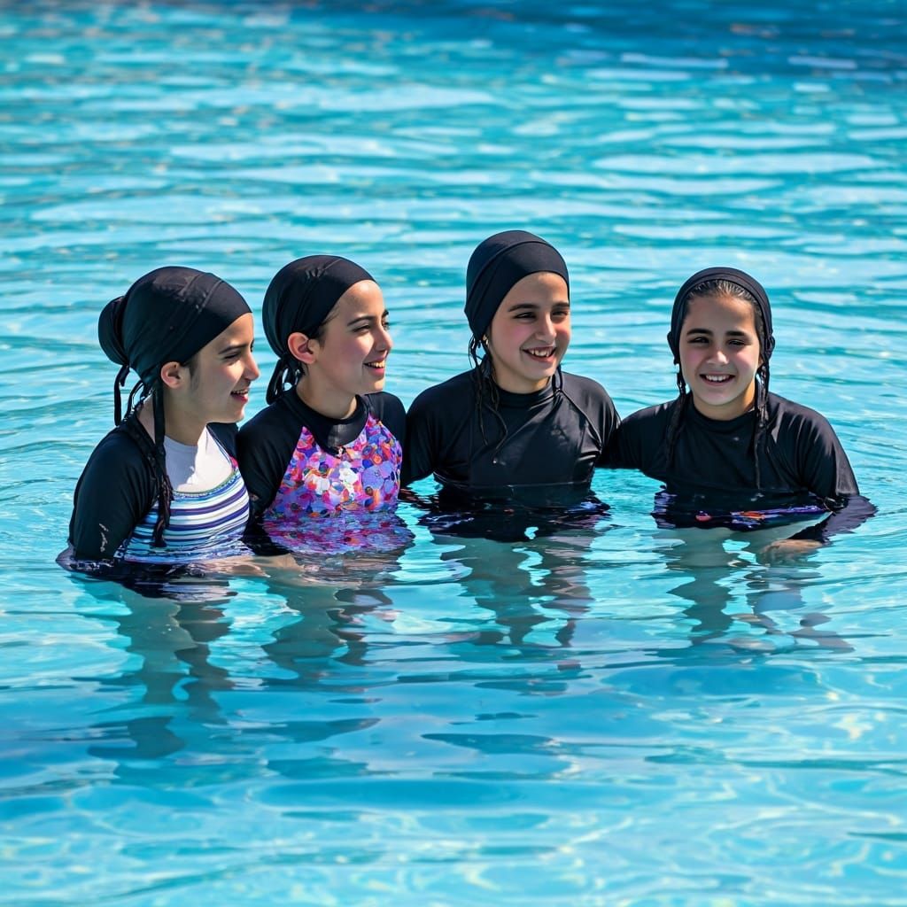 Jewish Women Enjoying Pool in Modest Swimwear