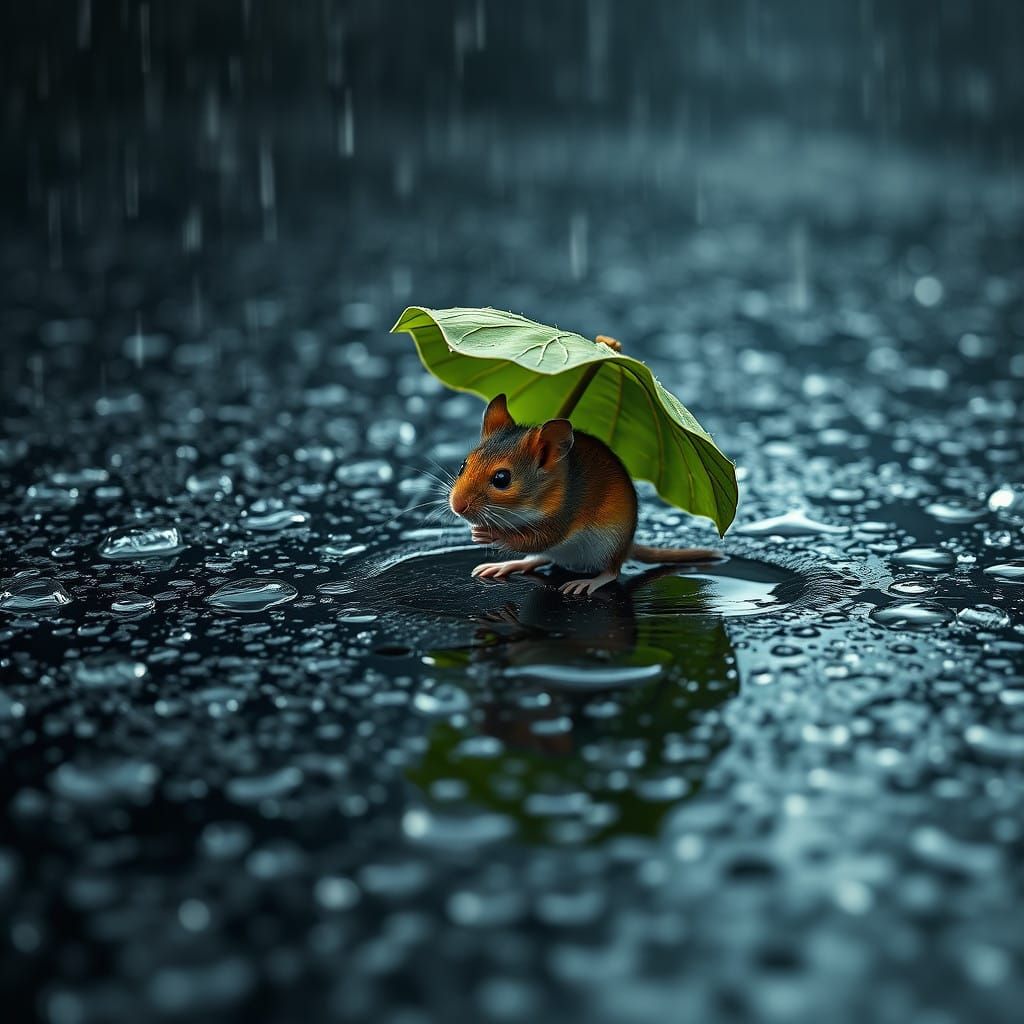 Mouse in Rain  by @nixxxnutz