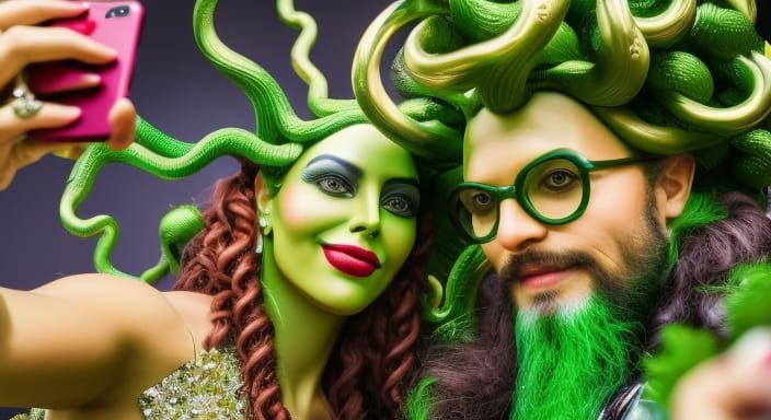 Medusa and the Green Man take a selfie 