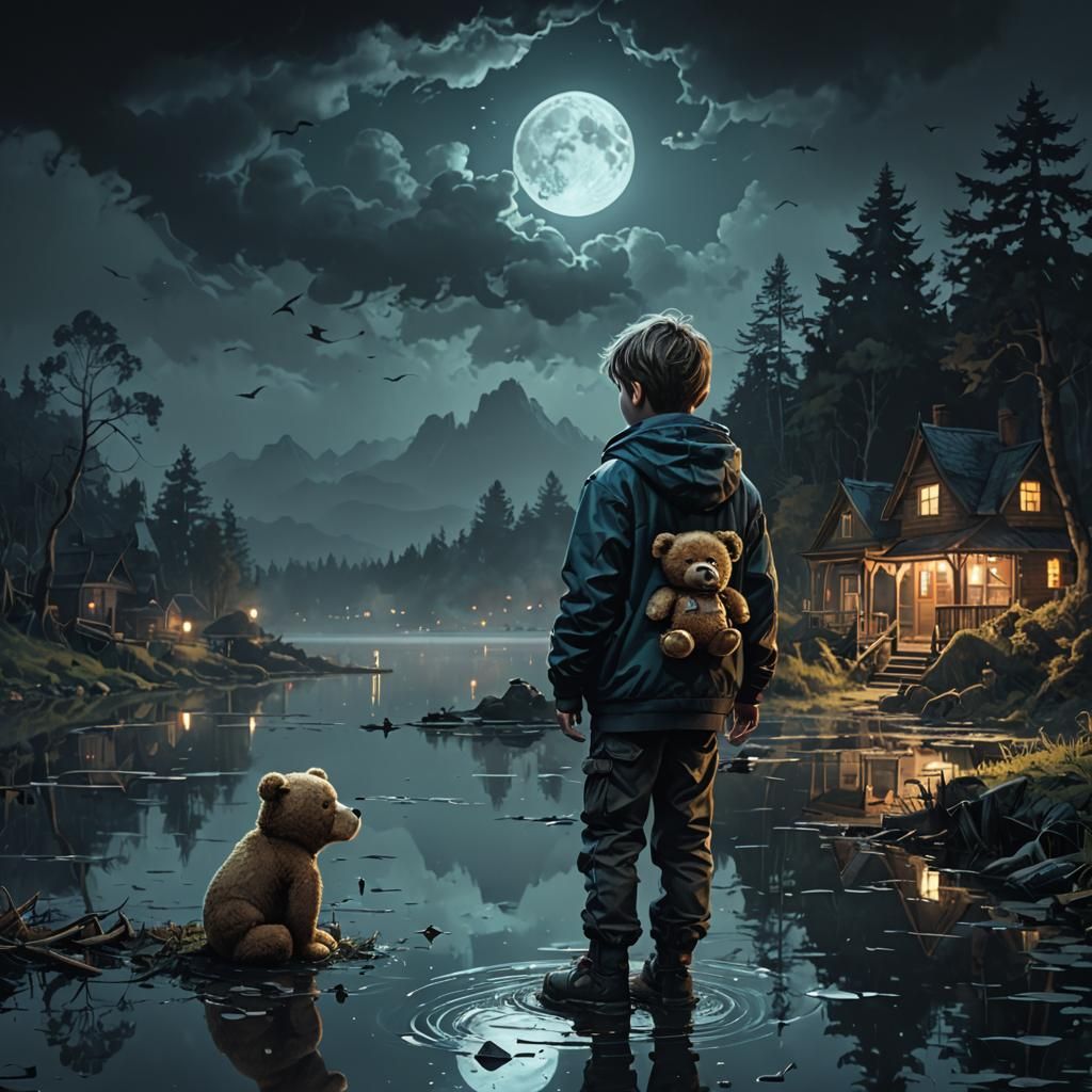 At night