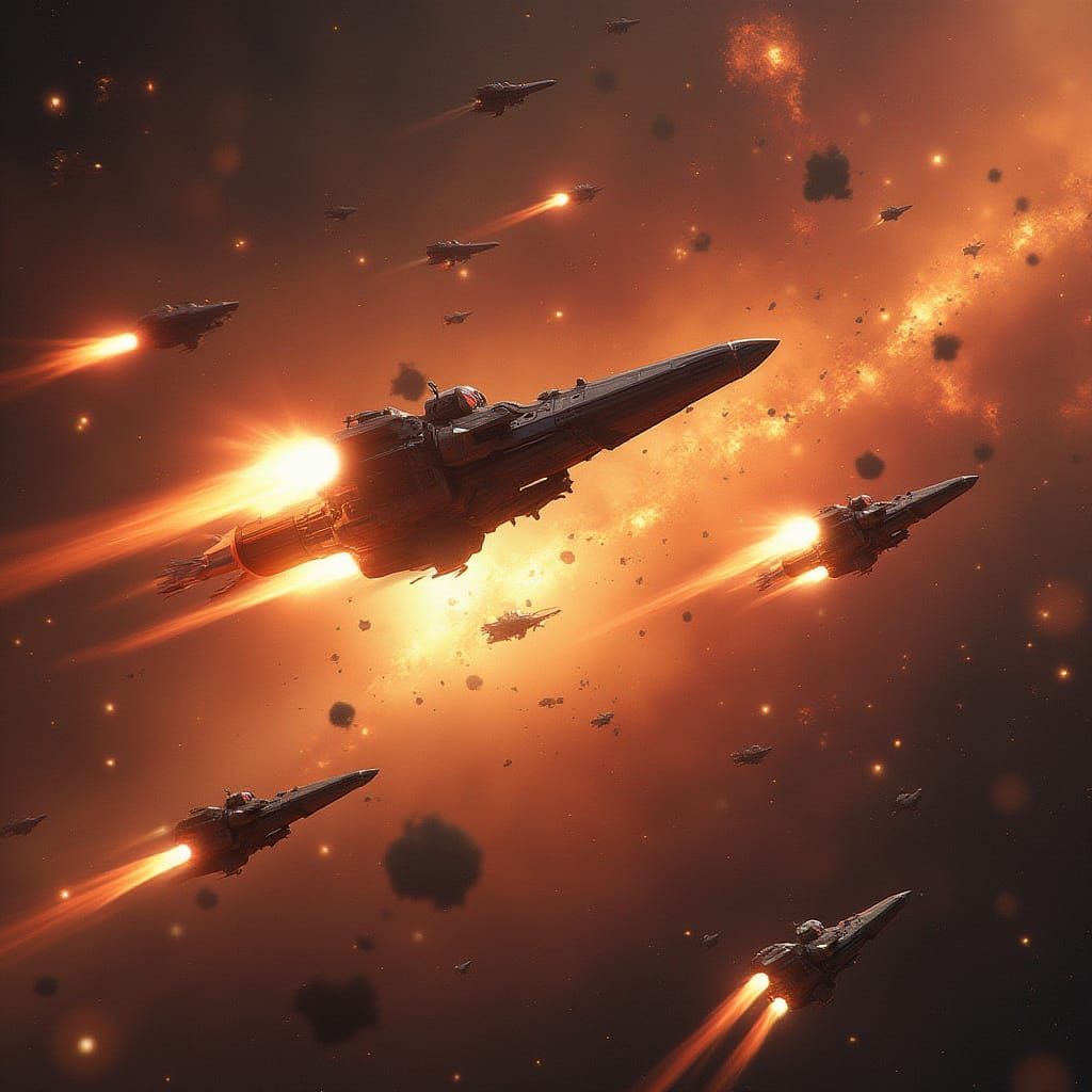 Glorious Star Wars Battle with Blazing Stars and Nebula