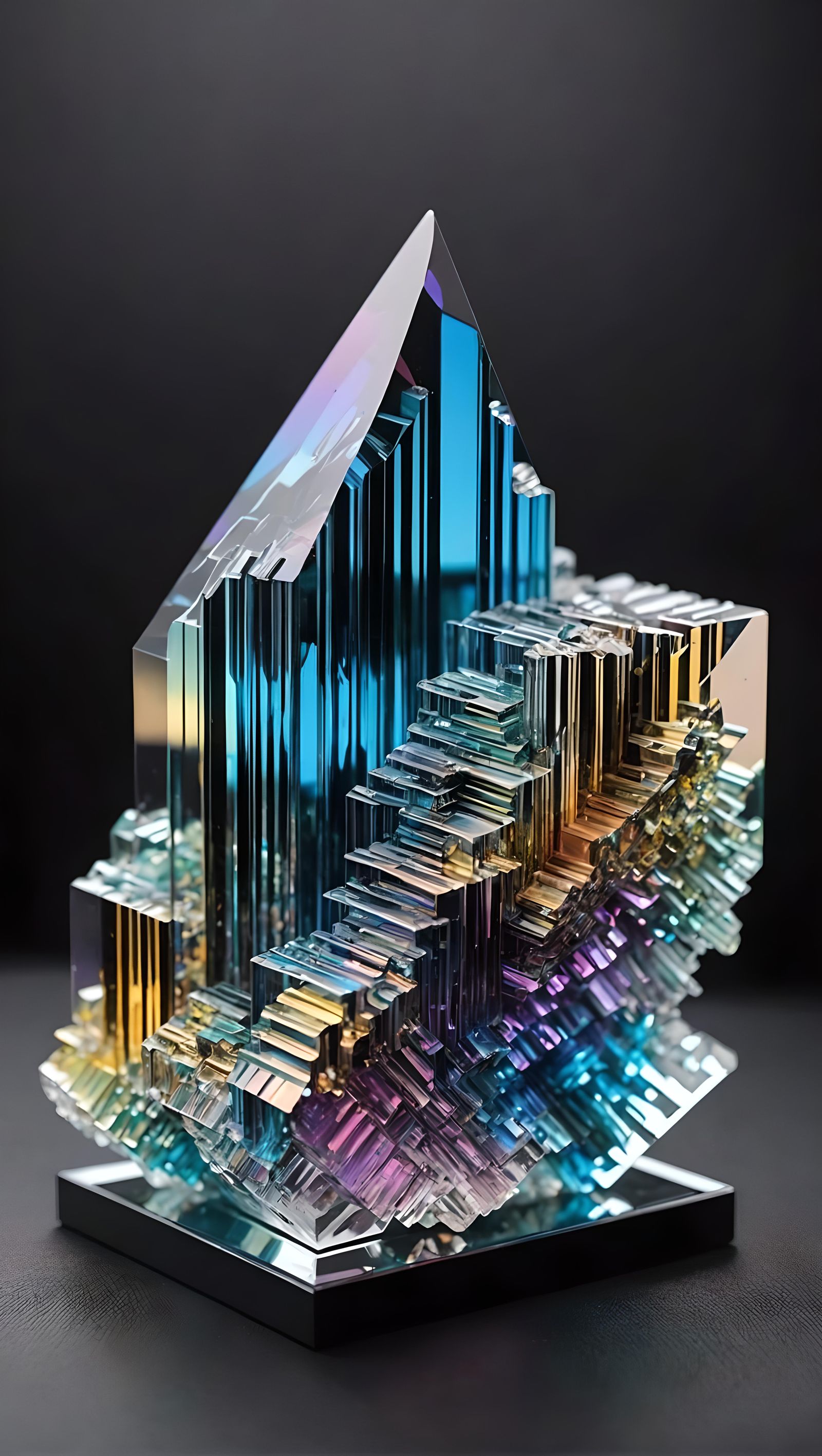 Cosmic glass bismuth prism 3D gemstone ethereal lights ice magic ink ...