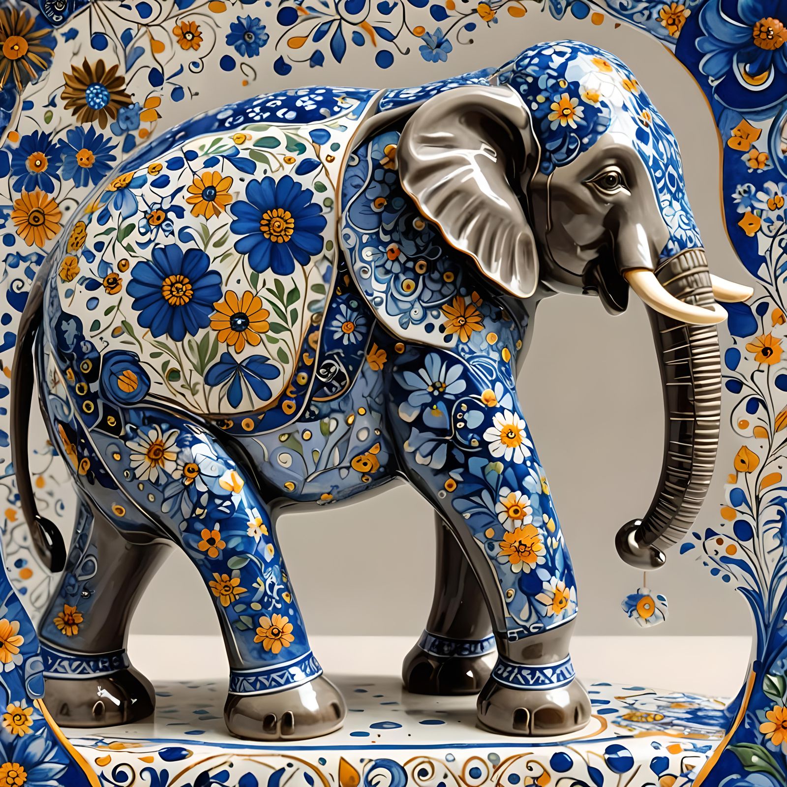 Ceramic delft elephant  by @TezzaArt