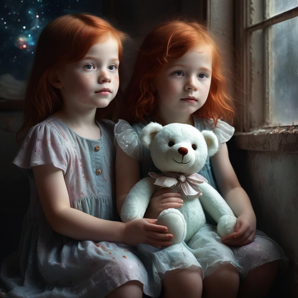 Astral Cosmic Illustration of Two Children