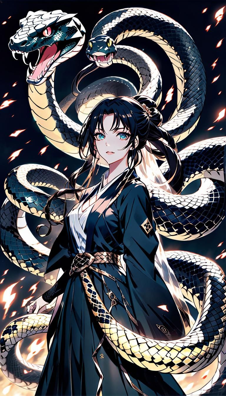 Nagini as a Dark Magical Girl, a gorgeous woman becoming a human- snake ...