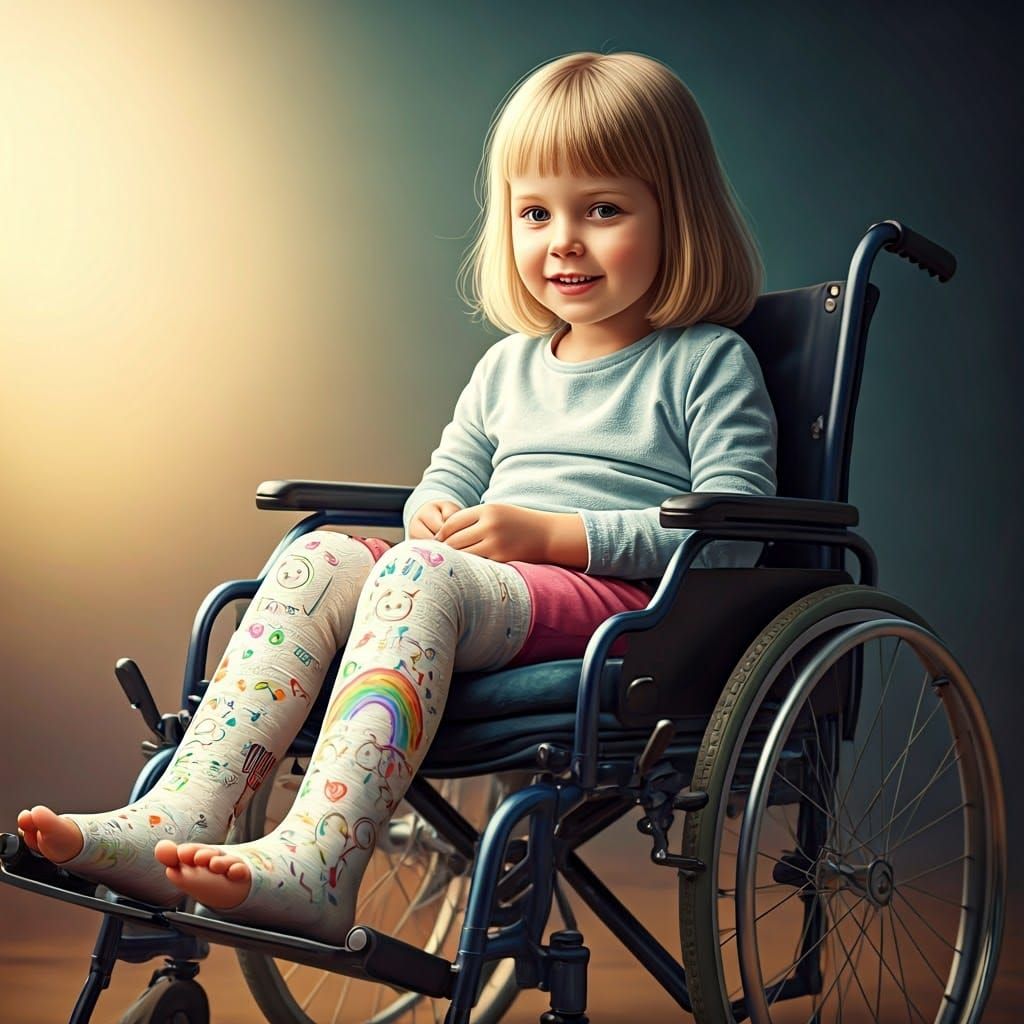 Young Girl's Cast with Whimsical Drawings in Vibrant Colors