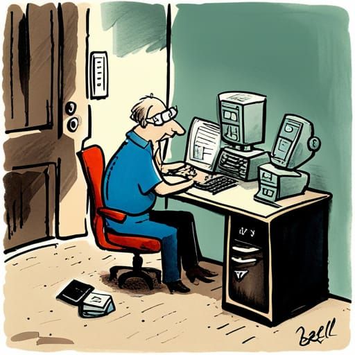 A computer is a machine, cartoon by Quentin Bell - AI Generated Artwork ...