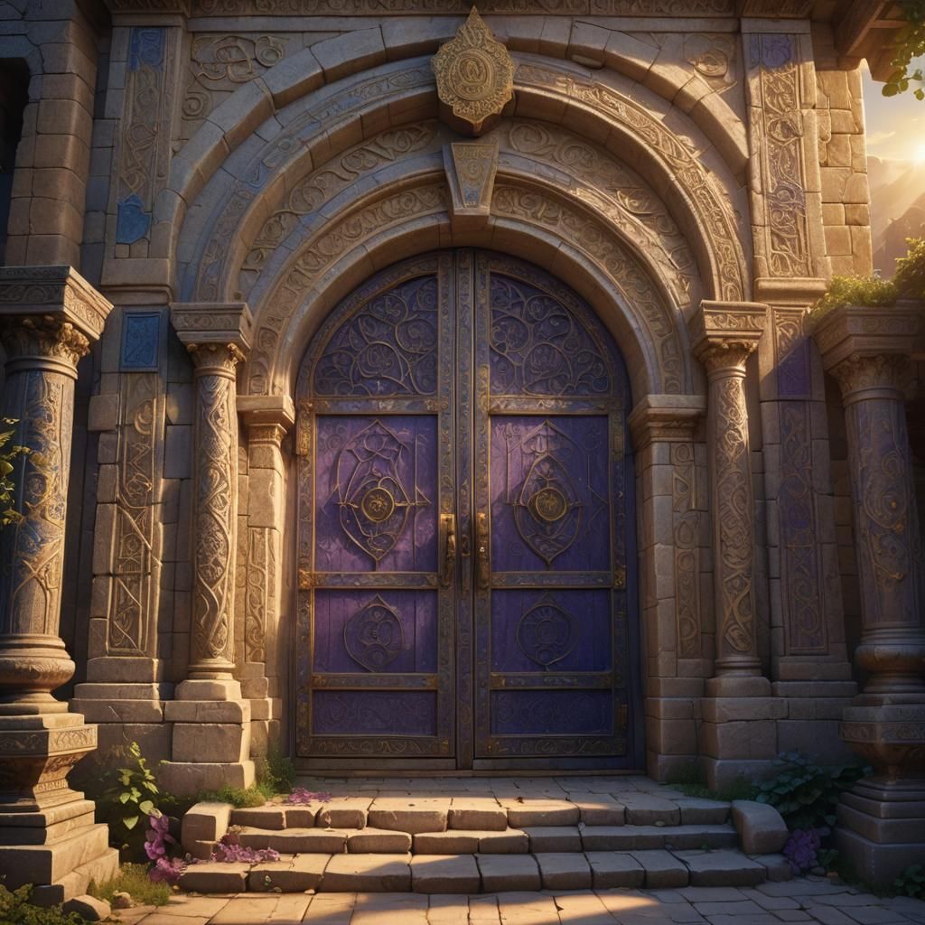 Ancient Yeshiva Stone Door in Fantasy Matte Painting