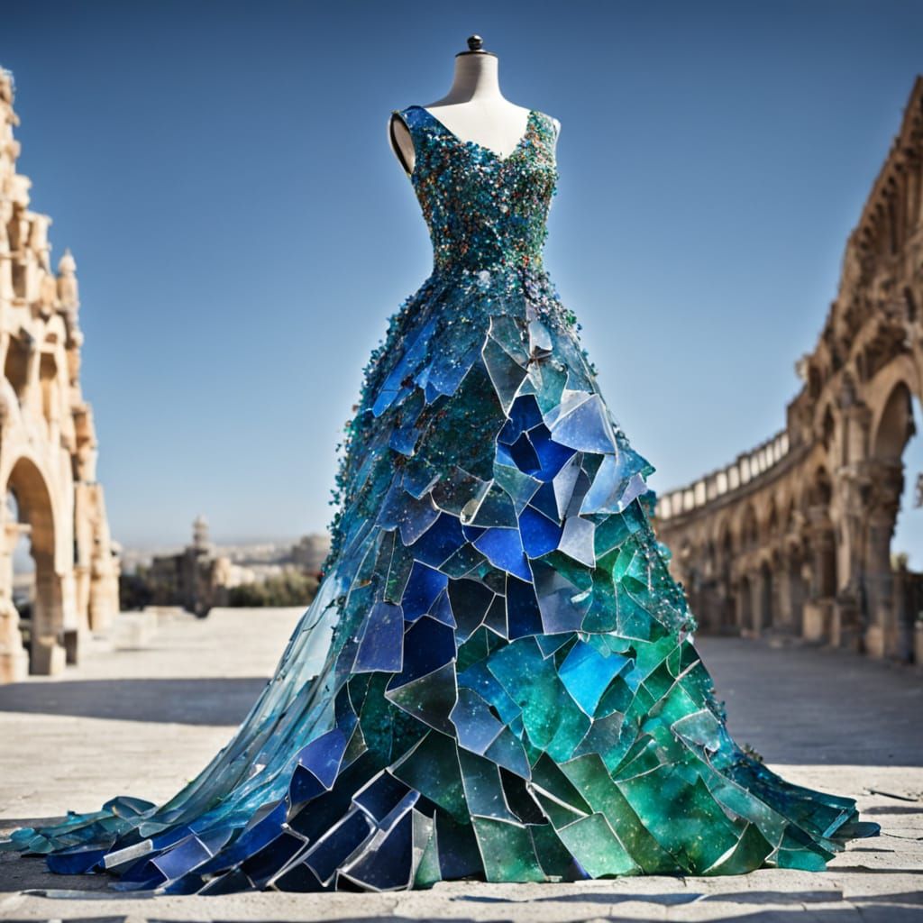 An elegant dress, made of broken glass pieces  by @Geofranz-Italy