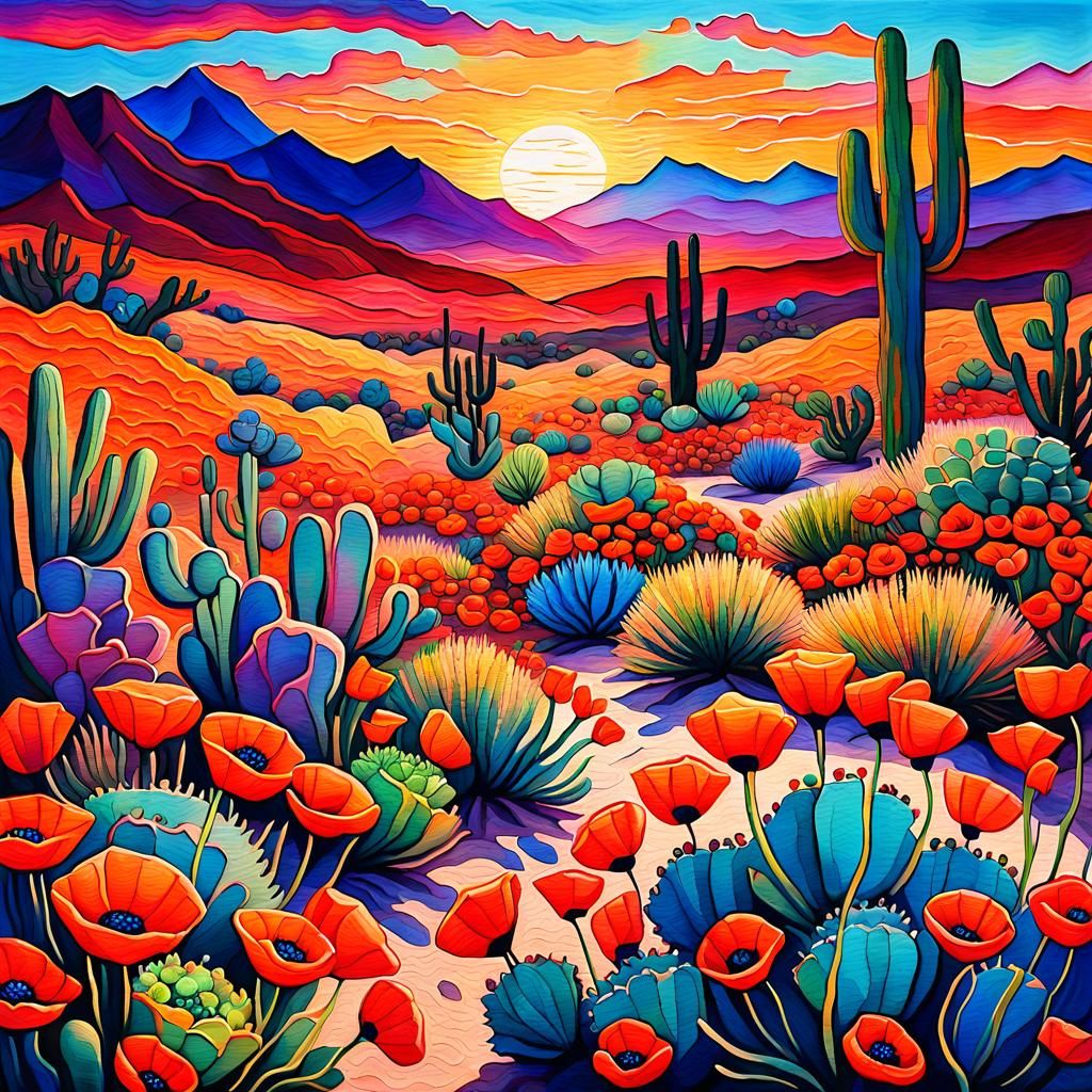 Desert Cactus Landscape - AI Generated Artwork - NightCafe Creator