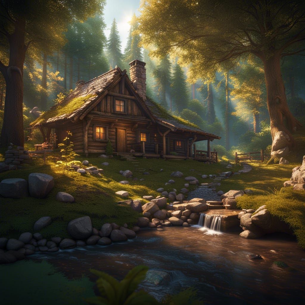 Cozy cabin in the woods SDXL 0.9  by @Uttia Majumdar