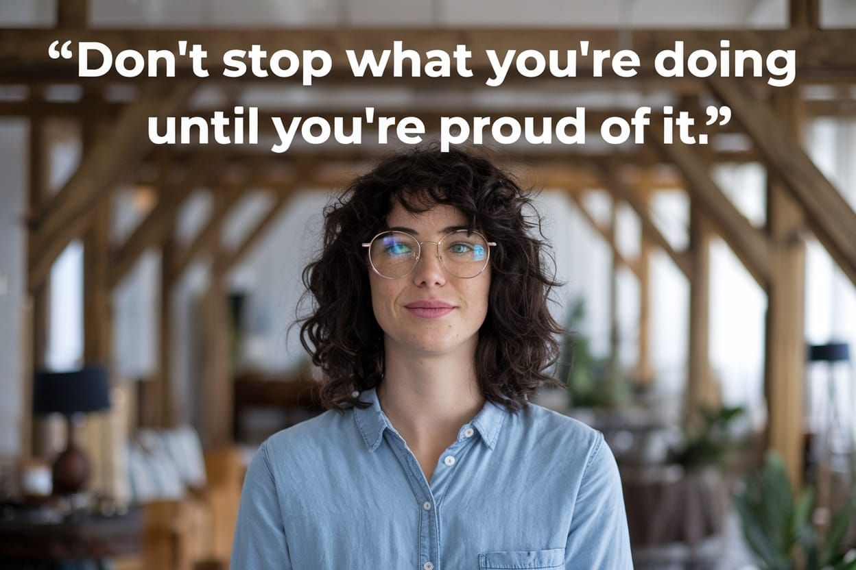 quotation text "Don't stop what you're doing until you're pr...