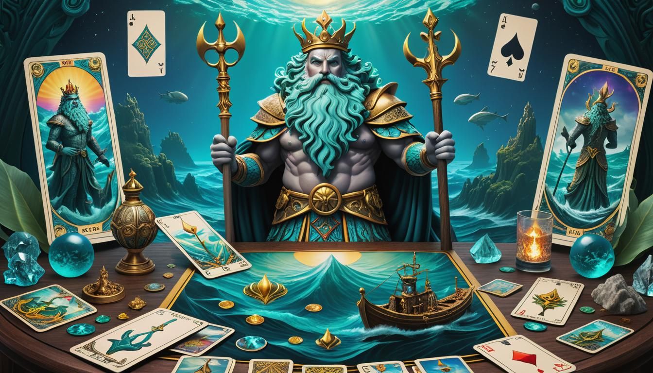 Portrait of King Neptune and his Tarot Cards