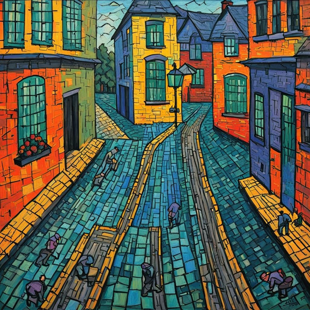 Post-Impressionist Painting with Bold Colors in Oil