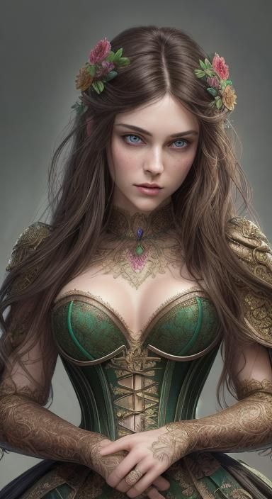 Beautiful brunette precious green eyes have a look that fall...
