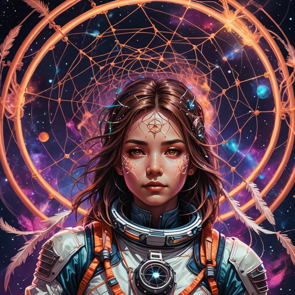Astronaut with Dreamcatcher in Space, Digital Art