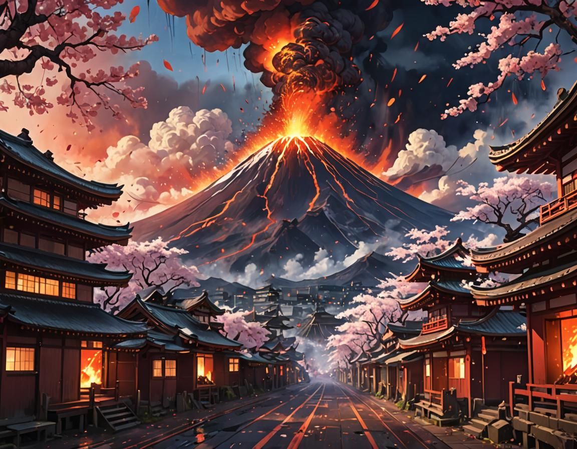 Hoei Eruption of Mount Fuji ( Year 1707)  by @AdvanceBegginerAIGenerator