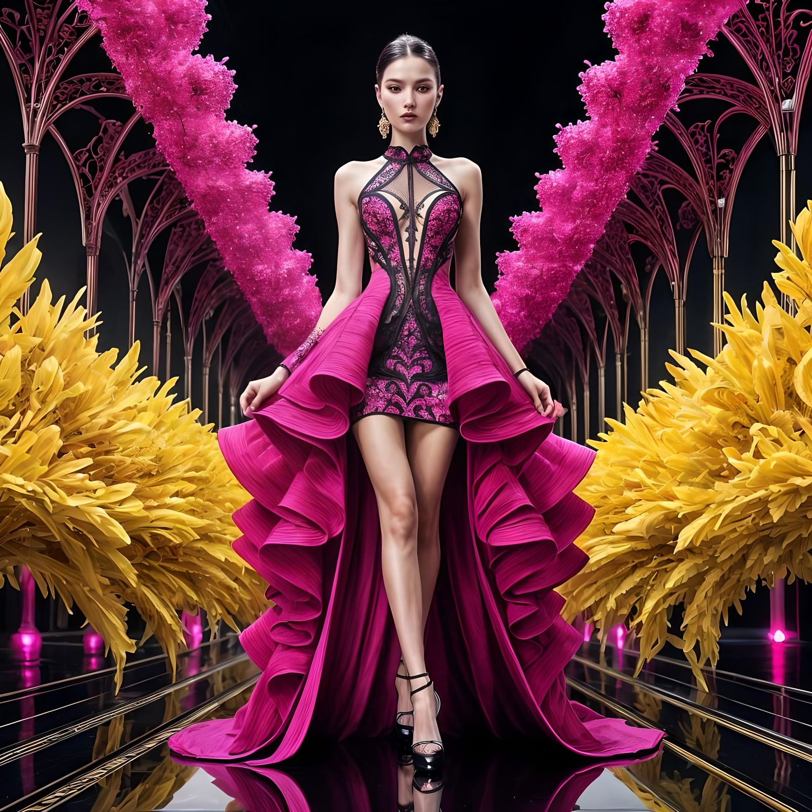 Hot pink, black, yellow prompt, revisited