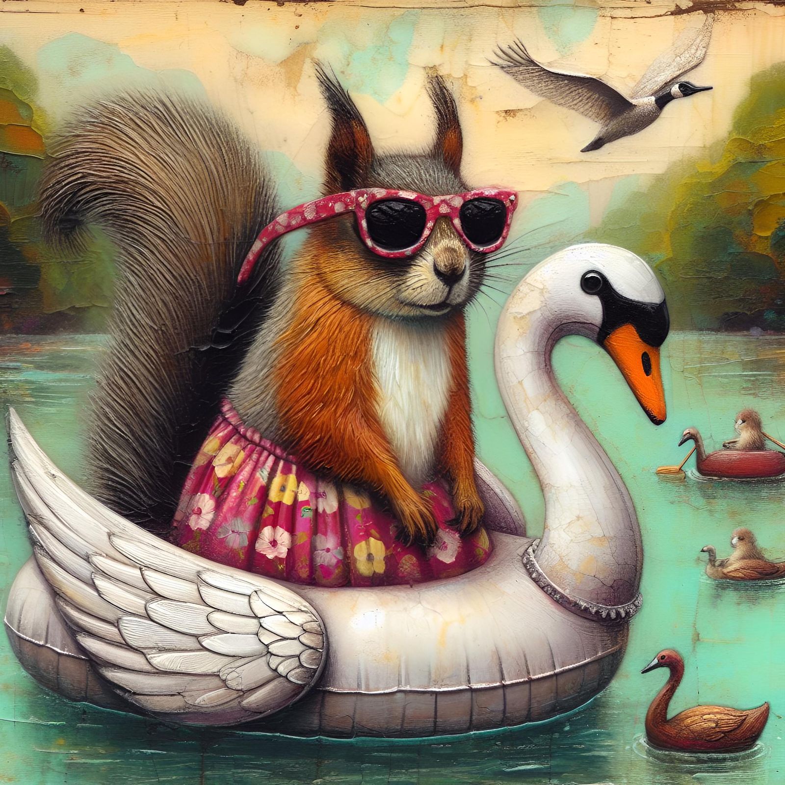 "The Swan Floatie" 🦢 feat. Squirrel 🐿️ (3)