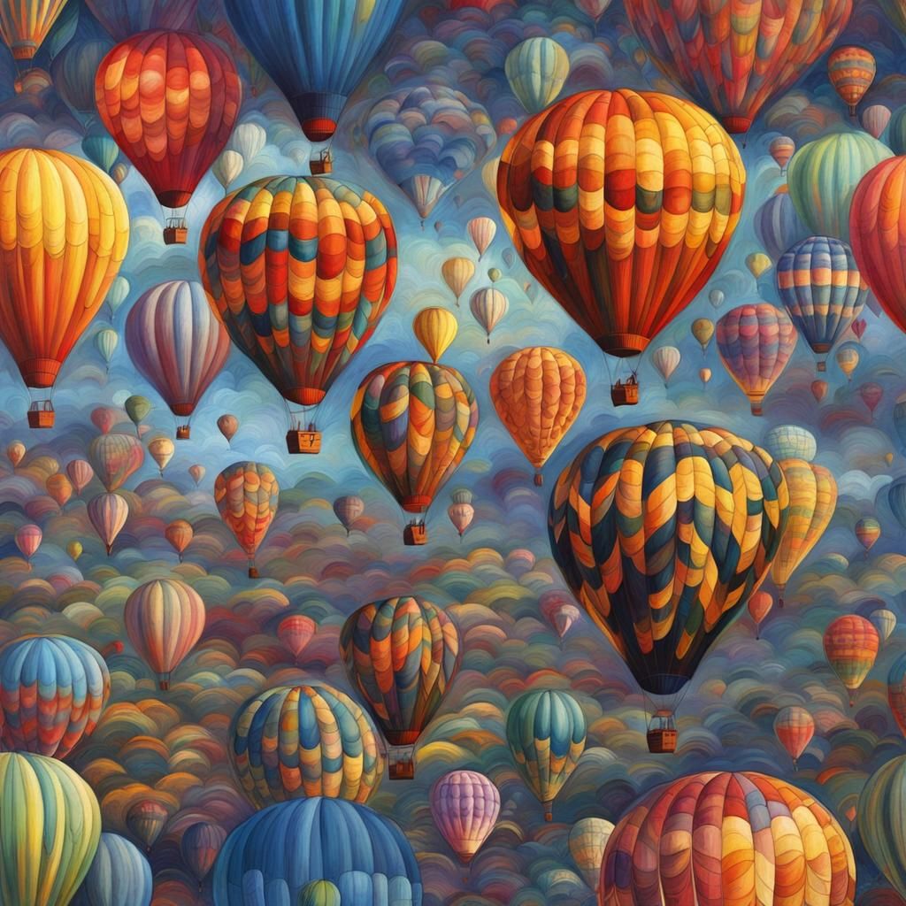 Hot Air Balloons ethereal fantasy hyperdetailed paint strokes