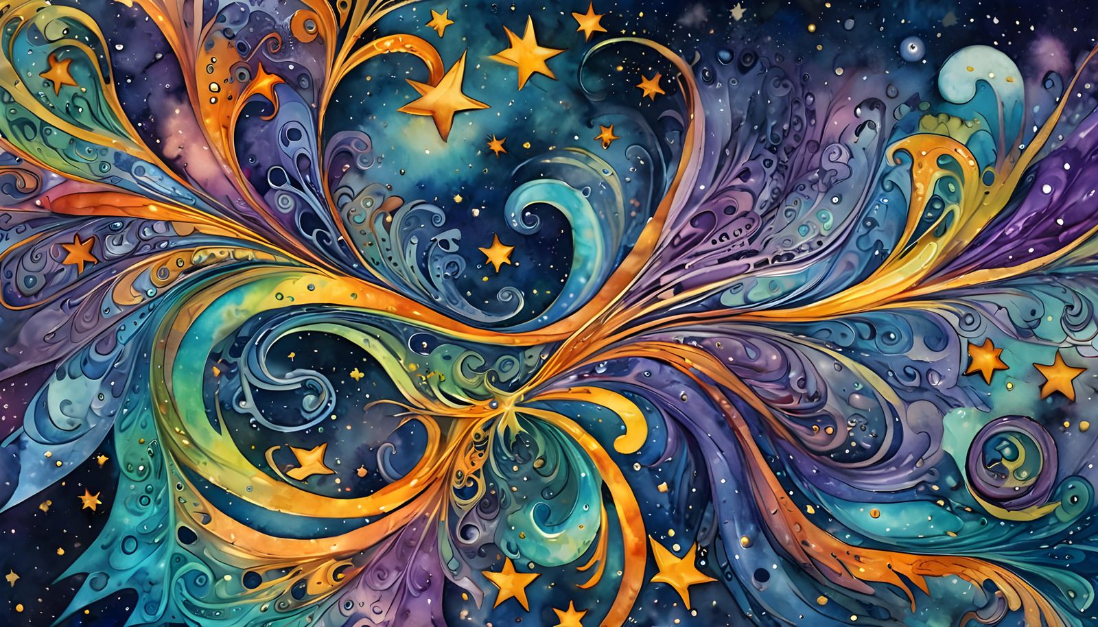 chiaroscuro plasma swirls; abstract astrosphere; wet watercolor; starts