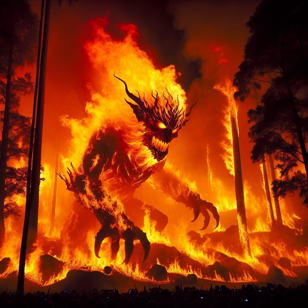 A flaming Balrog in a wildfire  by @Eto Demerzel