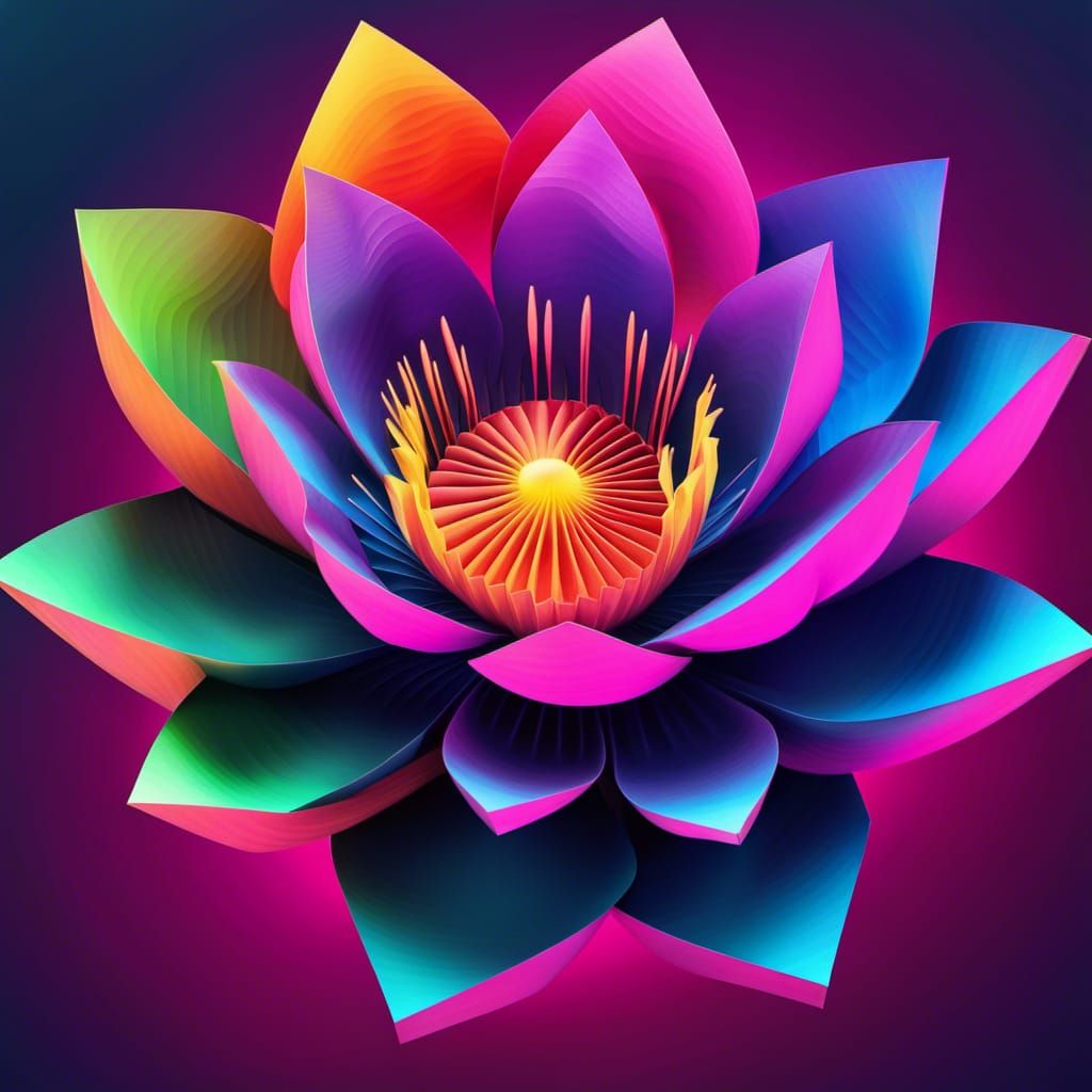 Gradient colored blossoming Lotus Flower, magic the gathering, Realistic  Origami Style, color gradient complementary colors deep color geome - AI  Generated Artwork - NightCafe Creator