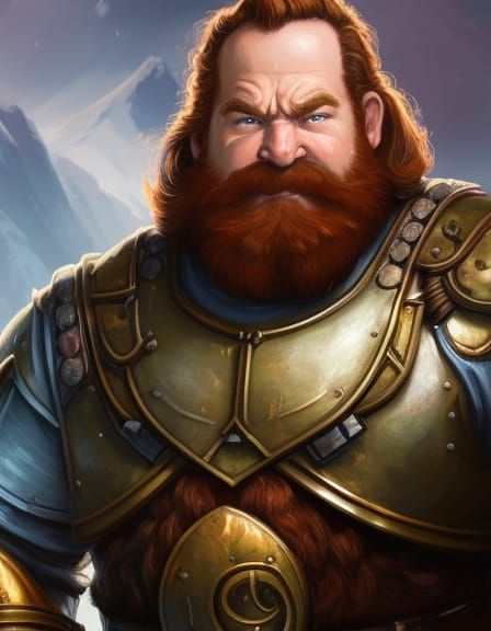 Irish ginger haired Dwarven forge master artificer. Serious portrait ...