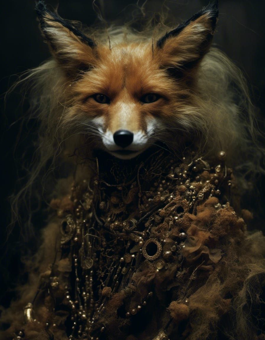 <lora:Nightmare:1.0> Complex  close portrait of a unded fox , nightmare, by Sarah Moon , Bill Henson, Masahisa Fukase, Nicola Samori , Zdzis...