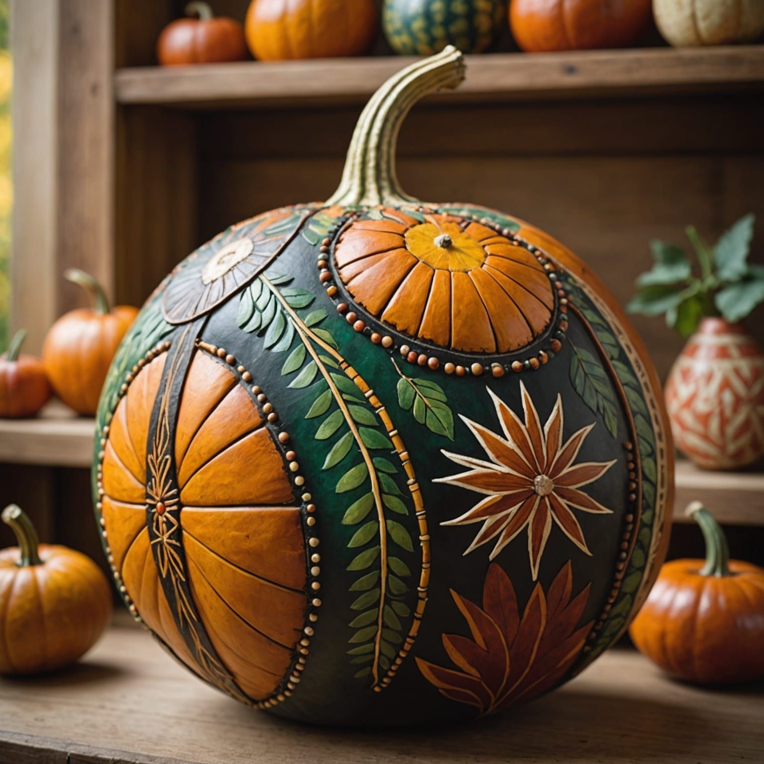 Fall Harvest Decorated Gourd   by @Jade Jamenzi