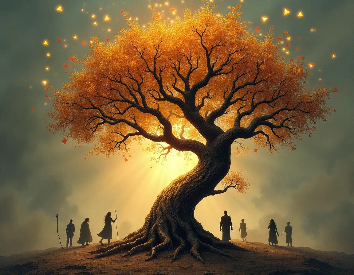 Alien tree with triangular leaves