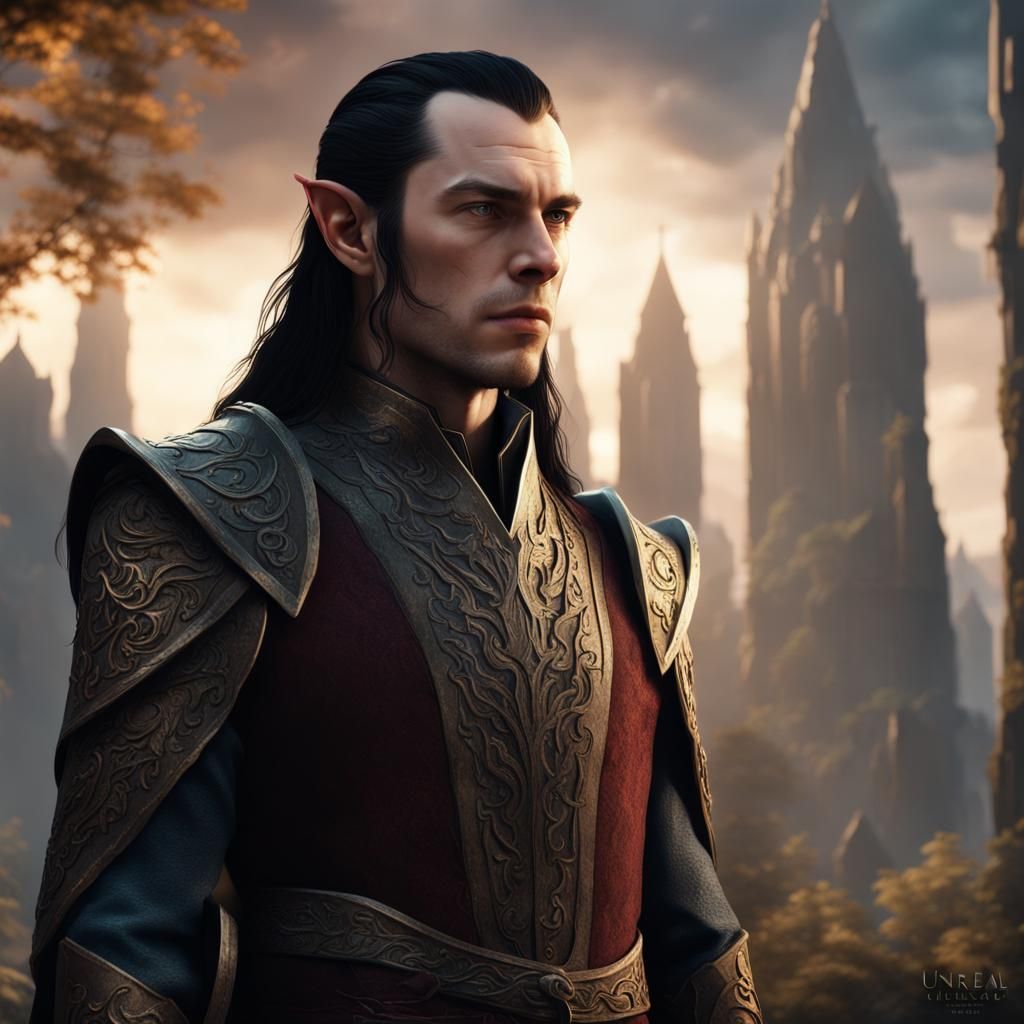 Young Elrond, long dark hair