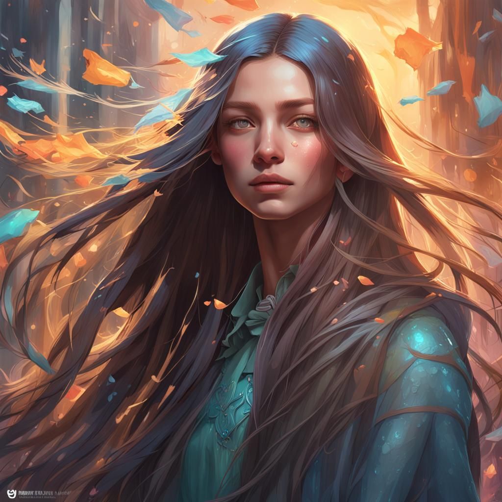 Girl with long shiny hair