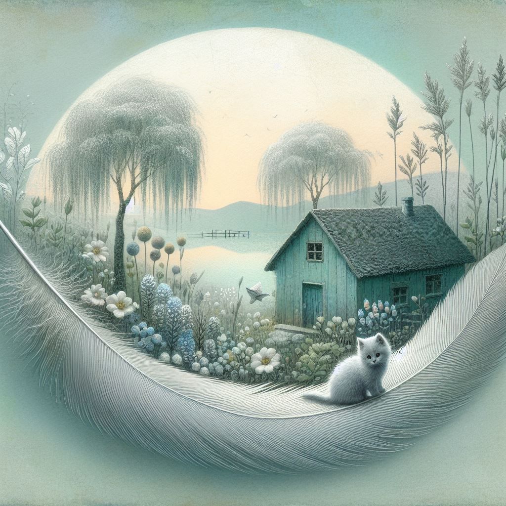 Wabi-Sabi Kitten on a Feather #3