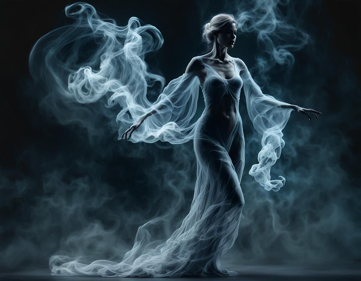 Ethereal and wispy smoke in the shape of woman  by @Marcos