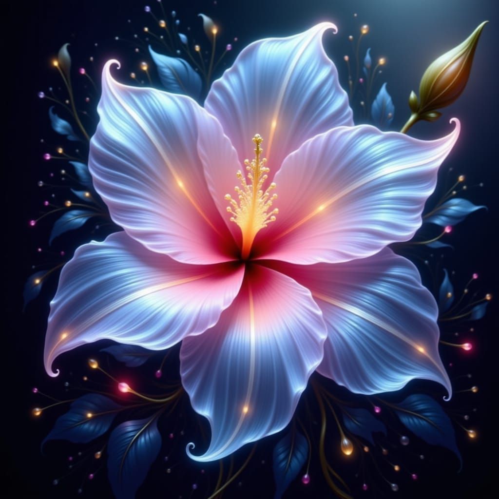 a stunning beautiful transparent flowers. fashion, highly detailed oil painting, airbrush painting, fantasy, beautiful flowers, elegance, et...