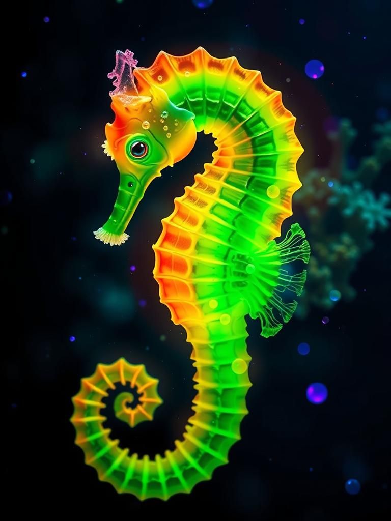 Neon Seahorse Underwater   by @Pax