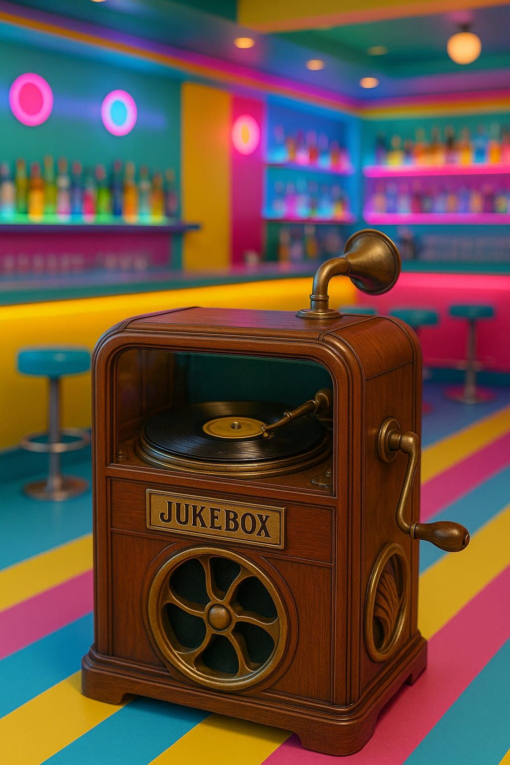 Retro futuristic jukebox in beer joint