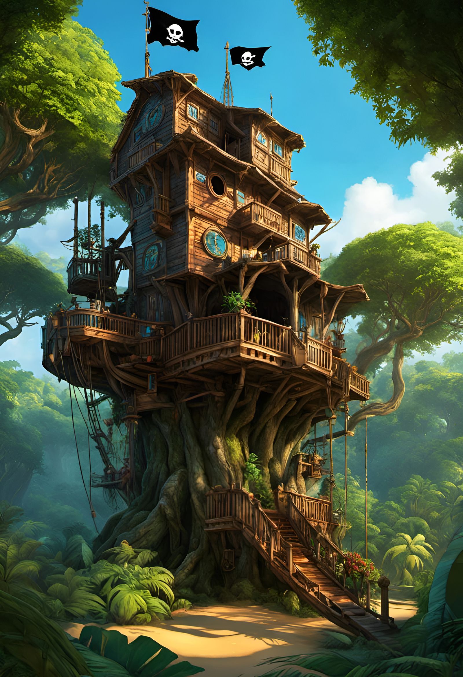 Secret Pirate Treehouse  by @rufusdinosaur