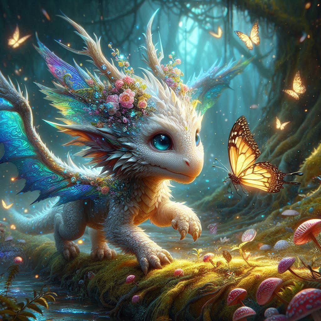 Dragon chasing butterfly