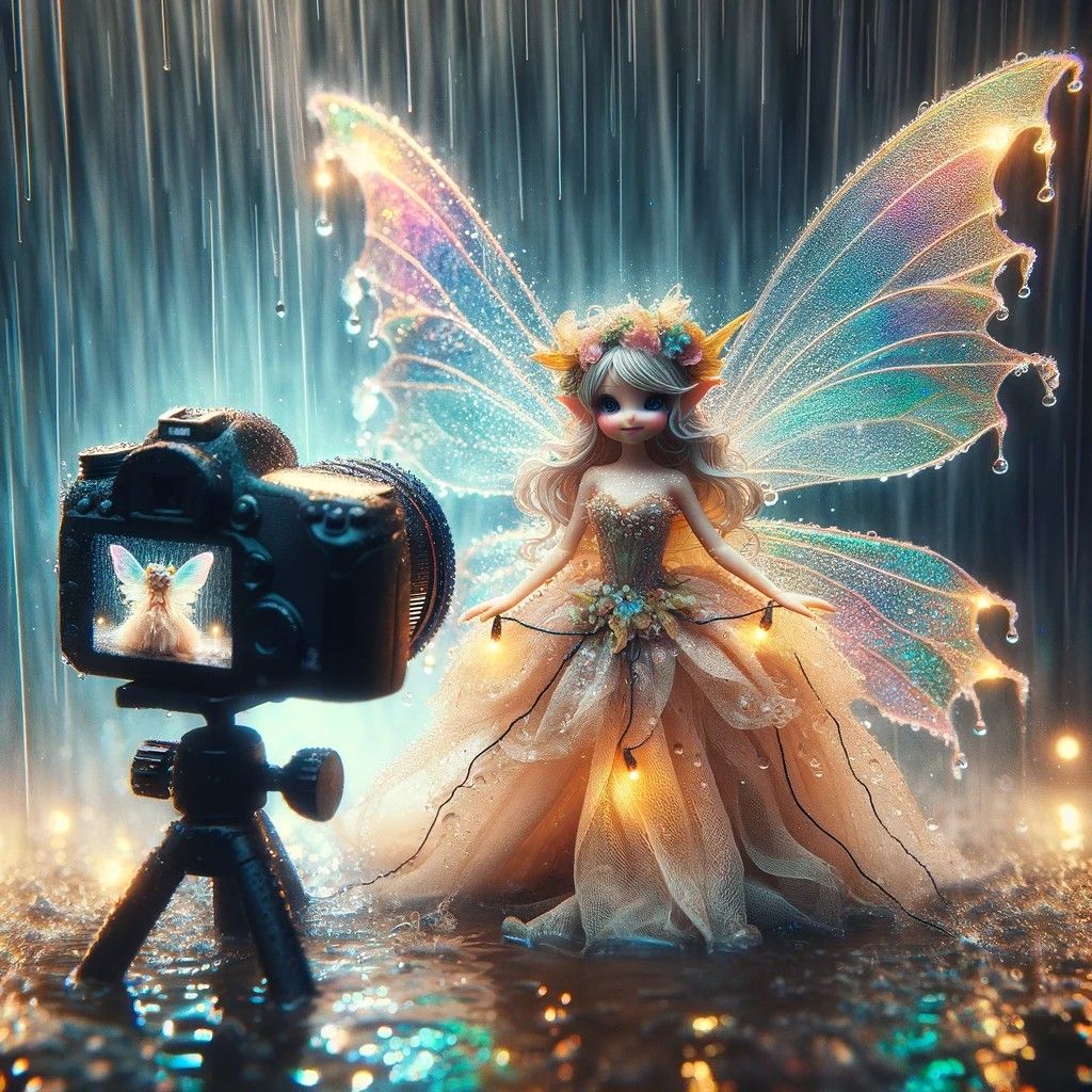 Bubble Squeaks does a rain shoot! She is oblivious to the dangers of electricity.