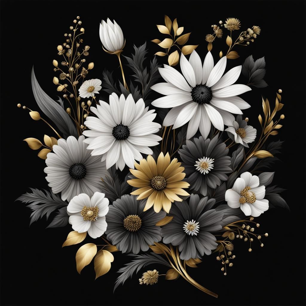 Deco Daisies - AI Generated Artwork - NightCafe Creator