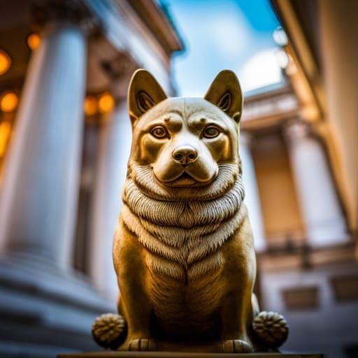 chubby shiba inu, high detailed greek sculpture, 4k, divine beauty