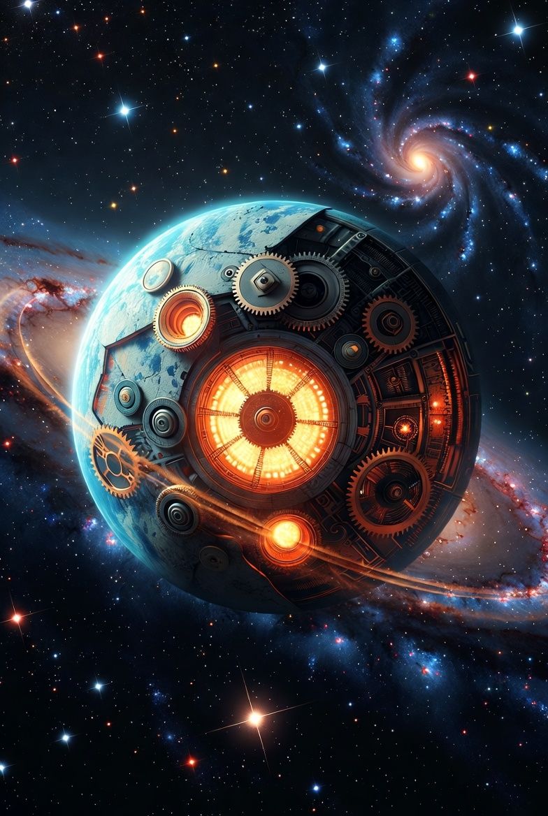 A planet made from cogwheels